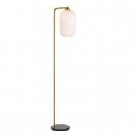 Telbix-Lark Floor Lamp - Black marble/Antique Gold/Opal